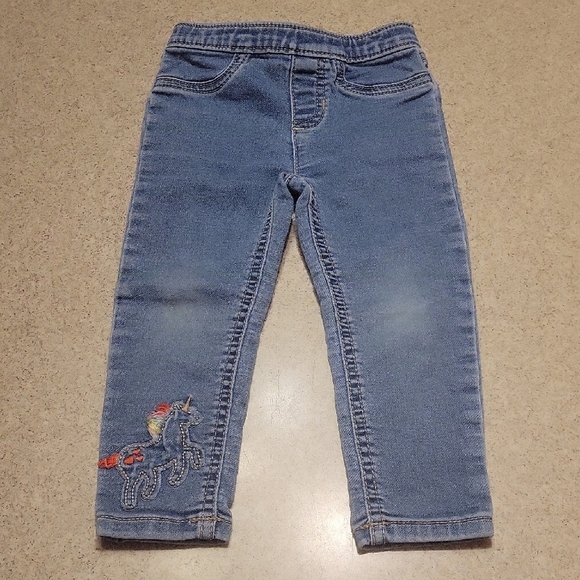 Carter's Blue Slim Fit Jeans with Embroidery Unicorn SIZE 2T - Picture 1 of 6